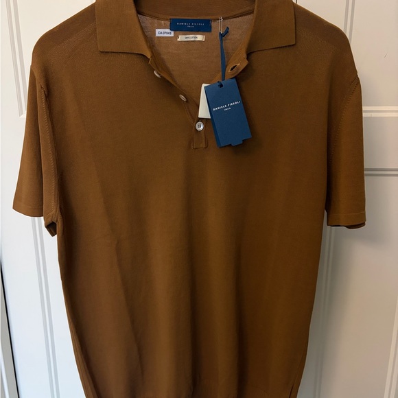 Daniele Fiesoli Men's Tan Polo Shirt. Dry Cotton - Picture 2 of 6